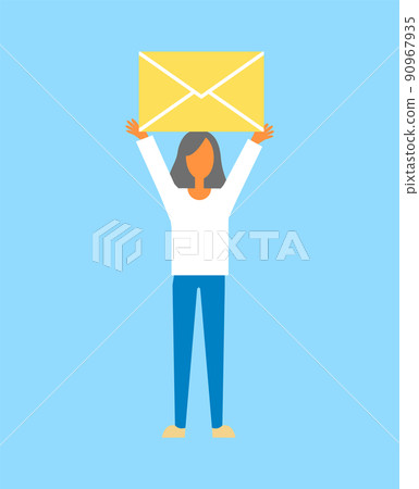 Woman Holding Message Icon Vector Illustration 90967935