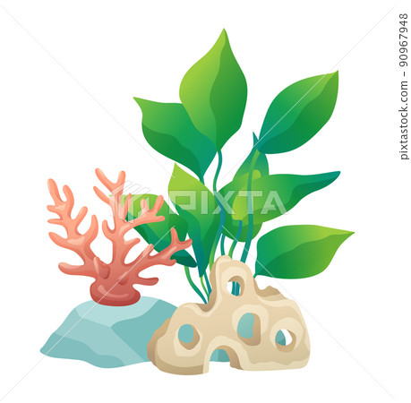 Vegetation Green Plants Set Vector Illustration 90967948