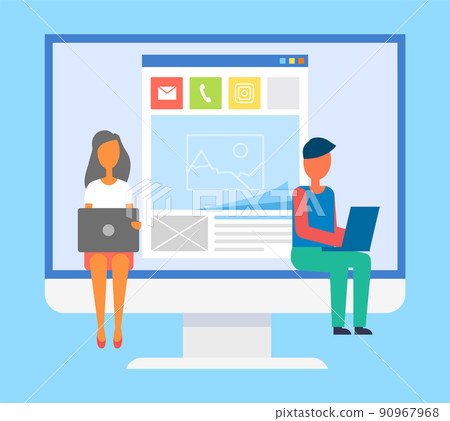 Computer Monitor and Post Vector Illustration Computer Monitor and Post Vector Illustration 90967968