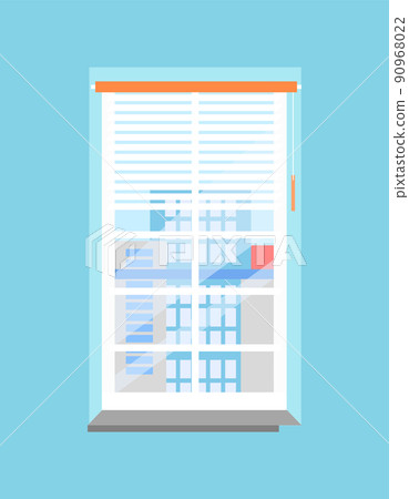 Clean Office Window with Jalousies and Windowsill Clean Office Window with Jalousies and Windowsill 90968022