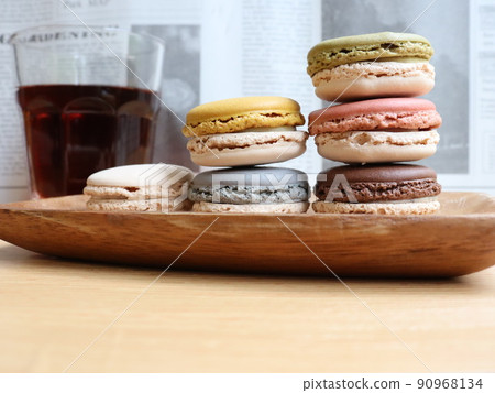 Tea time with macaroons and coffee Tea time with macaroons and coffee 90968134