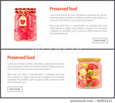 Preserved Fruit and Vegetables Set Vector Icons 90968141