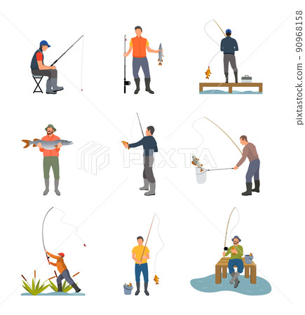 Fishing Hobby Activity Set Vector Illustration 90968158