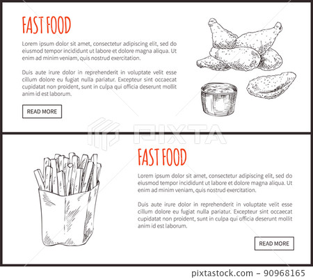 Fastfood Posters Set Meal Vector Illustration 90968165