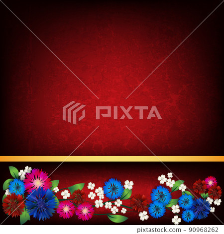 floral ornament width cornflowers on white background floral ornament width cornflowers on white background 90968262