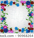 floral ornament width cornflowers on white background 90968264
