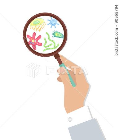 Bacteria in Magnifying Glass Vector Illustration Bacteria in Magnifying Glass Vector Illustration 90968794