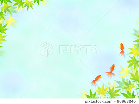 背景材料金魚藍色秋葉日本紙夏季圖像 背景材料金魚藍色秋葉日本紙夏季圖像 90968840