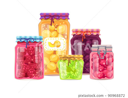 Peach and Raspberry Jam Set Vector Illustration Peach and Raspberry Jam Set Vector Illustration 90968872