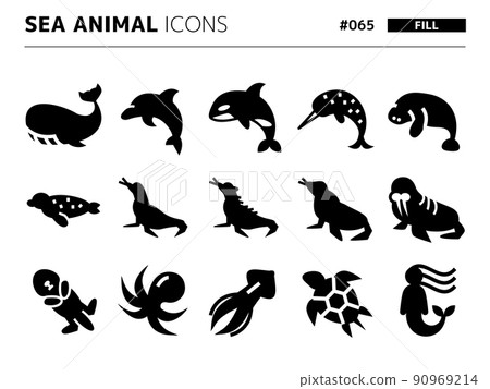 Fill-style icon set related to sea animals _065 Fill-style icon set related to sea animals _065 90969214