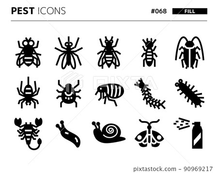 Fill-style icon set related to pests_068 90969217