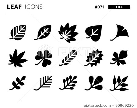 Fill style icon set related to leaves_071 Fill style icon set related to leaves_071 90969220