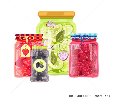 Preserved Fruit and Vegetables Set Vector Icon Preserved Fruit and Vegetables Set Vector Icon 90969374