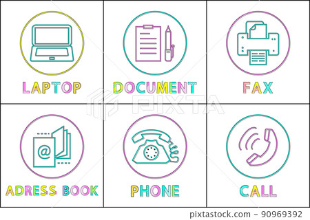 Laptop and Document Icons Set Vector Illustration 90969392