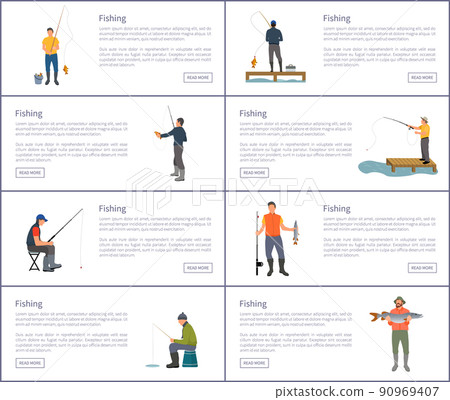Fishing Hobby and Sport Set Vector Illustration Fishing Hobby and Sport Set Vector Illustration 90969407