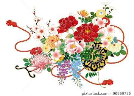 Flower car Japanese pattern 90969756