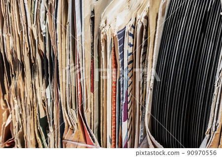 vintage vinyl records, a stack of vinyl records 90970556
