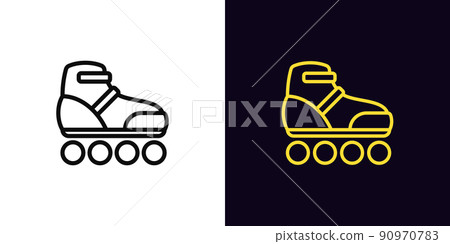 Outline roller skate icon, with editable stroke. Roller skate silhouette, skating rink pictogram. Rental roller skates Outline roller skate icon, with editable stroke. Roller skate silhouette, skating rink pictogram. Rental roller skates 90970783