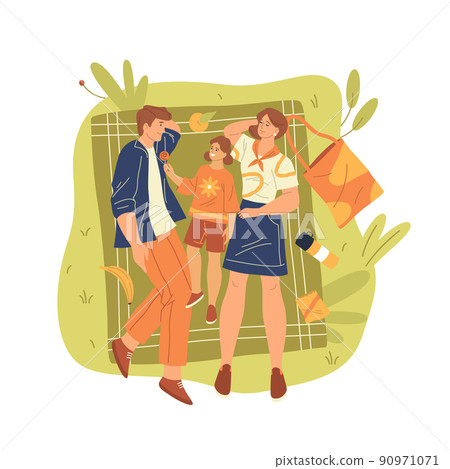 Family vacation or leisure on nature, vector image Family vacation or leisure on nature, vector image 90971071