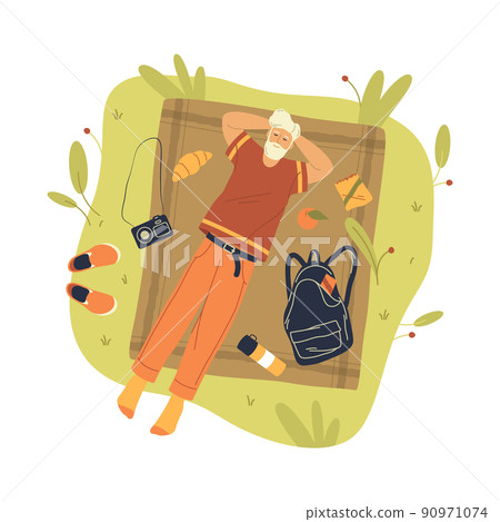 Man resting on nature, vector image or banner Man resting on nature, vector image or banner 90971074