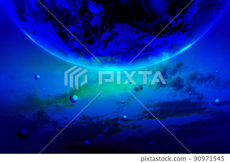 3D地球曙光與運行軌道，國際化科技背景。 90971545