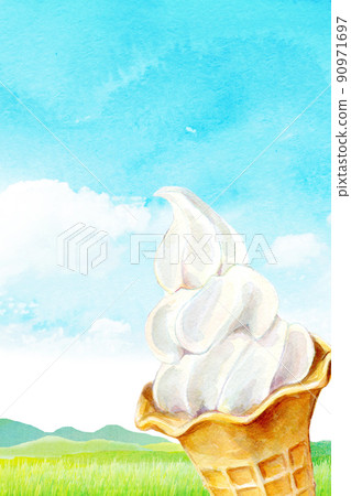 軟冰淇淋背景材料水彩 軟冰淇淋背景材料水彩 90971697