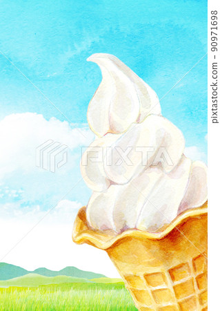 軟冰淇淋背景材料水彩 軟冰淇淋背景材料水彩 90971698