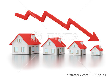 House prices are falling concept House prices are falling concept 90972141