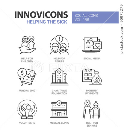 Helping the sick - line design style icons set 90973279