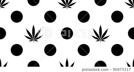 Weed seamless pattern Marijuana polka dot cannabis leaf vector scarf isolated plant flower repeat wallpaper tile gift wrapping paper background illustration design 90973317