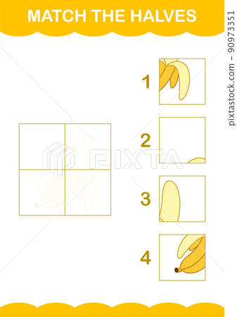 Match halves of Banana. Worksheet for kids 90973351