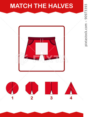 Match halves of Shorts. Worksheet for kids Match halves of Shorts. Worksheet for kids 90973393
