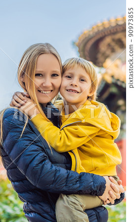 Enjoying vacation in China. Mom and son in Forbidden City. Travel to China with kids concept. Visa free transit 72 hours, 144 hours in China VERTICAL FORMAT for Instagram mobile story or stories size Enjoying vacation in China. Mom and son in Forbidden City. Travel to China with kids concept. Visa free transit 72 hours, 144 hours in China VERTICAL FORMAT for Instagram mobile story or stories size 90973855