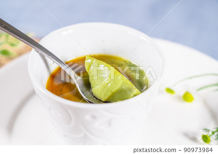 Matcha latte jelly with black honey Matcha latte jelly with black honey 90973984