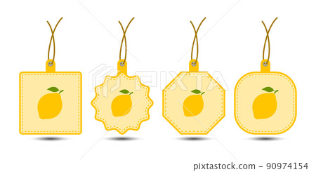 Set of Lemon tags with cord 90974154