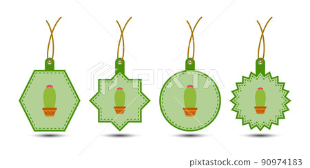 Set of Cactus tags with cord Set of Cactus tags with cord 90974183