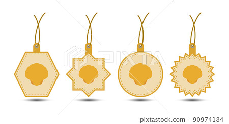 Set of Seashell tags with cord Set of Seashell tags with cord 90974184