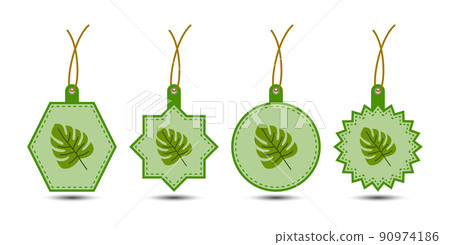Set of Monstera tags with cord 90974186