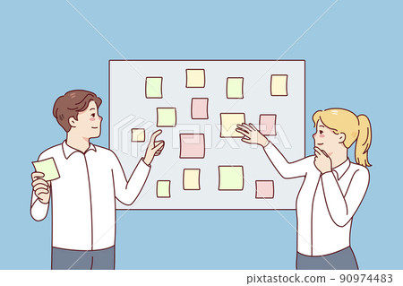 Employees engaged in creative thinking in office 90974483
