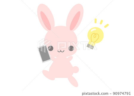 用智能手機兔子閃爍的插圖 90974791