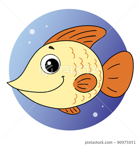 Fish. Stylized cartoon drawing of a fish. Fishing. Zodiac sign. Waterfowl. Fish vector. 90975051