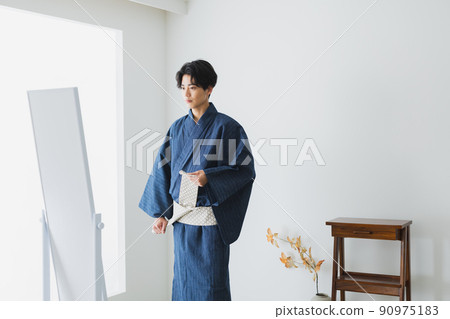 Yukata men Japanese-style tatami mats 90975183