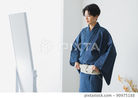 Yukata men Japanese-style tatami mats 90975188