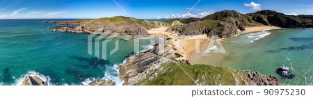 Aerial view of the Murder Hole beach, officially called Boyeeghether Bay in County Donegal, Ireland Aerial view of the Murder Hole beach, officially called Boyeeghether Bay in County Donegal, Ireland 90975230