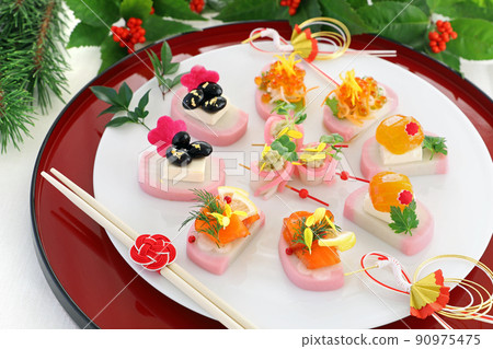Kamaboko canapé Kamaboko arrangement New Year dishes 90975475