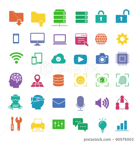 Technology (network) vector illustration icon set material 90976003