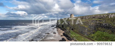 Aerial view of Downhill at the Mussenden Temple in County Londonderry in Northern Ireland 90978632