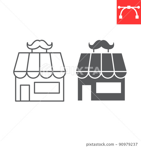 Barber shop line and glyph icon, building and hairdresser, barbershop vector icon, vector graphics, editable stroke outline sign, eps 10. Barber shop line and glyph icon, building and hairdresser, barbershop vector icon, vector graphics, editable stroke outline sign, eps 10. 90979237