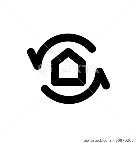 House and rotating arrow icon House and rotating arrow icon 90979265