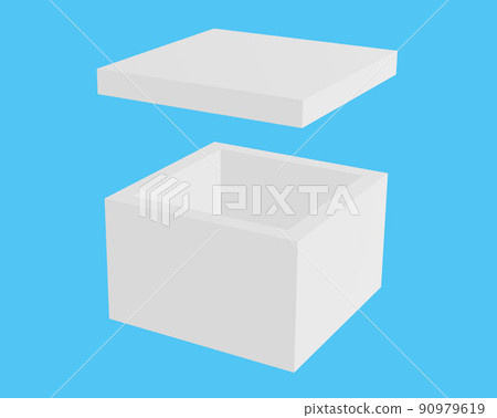 minimalist simple empty opened white box on blue background, 3d rendered 90979619